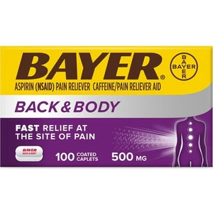 Bayer Back & Body Extra Strength Pain Reliever Coated Caplets 500mg 100Ct 3 Pack - Picture 1 of 3