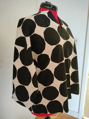 Camisa Blusa Marimekko para Uniqlo Negra Blanca Lino Algodón Lunares Talla 14-16 Foto 1 de 4
