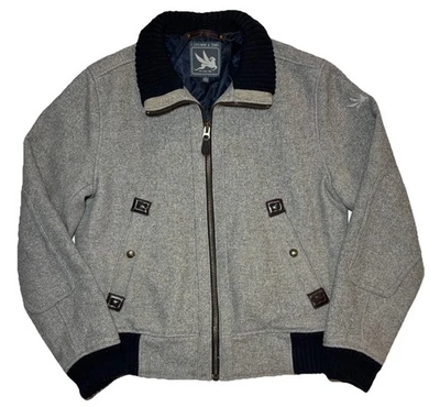 Jaqueta masculina I. Spiewak & Sons bombardeiro de voo de lã zíper completo M forrada cinza urze - Imagem 1 de 4