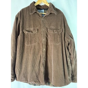 Covington Mens Brown Corduroy Plaid Lined Button Front Shirt Jacket Extra Large - Picture 1 of 8