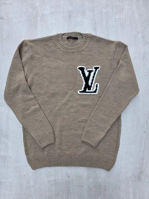 Pullover Mens Color Tan Louis Vuitton Size S Cotton Long Sleeve knit Slim fit - Image 1 of 4