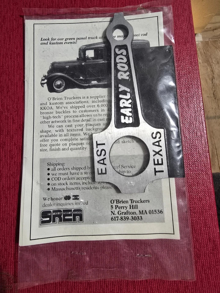 老式东德克萨斯早期杆汽车俱乐部牌匾 – O'Brien 卡车司机铸铝 – — 第 1/2 张图片