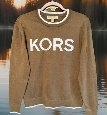 Новый с Ярлыками Michael Kors логотип шелуха/белый хлопок смесь свитер, Sz. XS; L; Ret. $110.00 - Изображение 1 из 4
