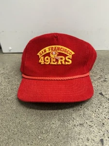 1980s Red San Francisco 49ers Corduroy SnapBack Vintage Hat Cap NFL - Picture 1 of 5