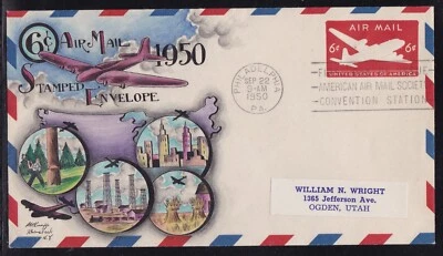 SCOTT UC18 AIR MAIL ENVELOPE DOROTHY KNAPP HAND PAINTED FIRST DAY COVER FDC - Image 1 of 2