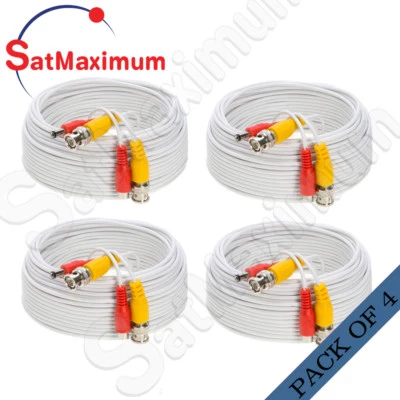 100FT Security Camera Video Cable WHITE BNC RCA Wire DVR CCTV Surveillance 4 PCS - Image 1 of 4
