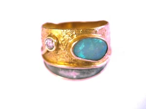Ring Gold 585/ Silber mit Opal, 6,33 g - Bild 1 von 3