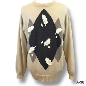 Maglione vintage anni 90 Aggio misto lana caldo accogliente taglia L maglione vacanza foglie - Foto 1 di 10