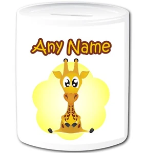 Personalisierte Giraffe Geldbox süßes Tier Mädchen Junge Kinder individueller Name Sparschwein - Bild 1 von 4