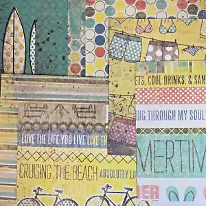 Scrapbooking Paper 6x6 DOWN THE BOARDWALK 20 Sheets Hand Cut - Picture 1 of 4