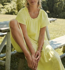 MAEVE @ Anthropologie Maeve Lemon Selah High Low Maxi Midi Dress Size XS S - Picture 1 of 13