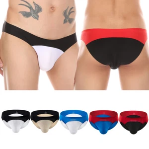 Men Briefs Ice Silk Seamless Underwear Patchwork Low-rise Comfortable Underpants - Picture 1 of 36