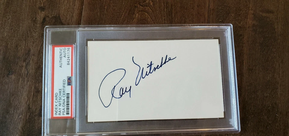 RAY NITSCHKE SIGNED AUTO 3X5 INDEX CARD GREEN BAY PACKERS ILLINOIS HOF PSA DNA - Image 1 of 1