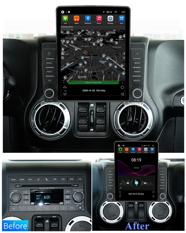 9.5" Android 10.1 Radio GPS Für Jeep Wrangler Commander mit Carplay Android Auto - Bild 1 von 4