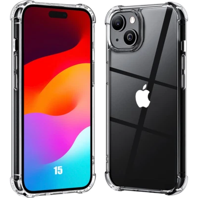 Coque Silicone pour iPhone 15 14 13 Pro 12 11 XR XS SE 8 7 6 Plus TPU renforcé