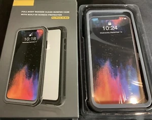 Full-Body Rugged Clear Bumper Case Built-in Screen Protector iPhone XS MaX 6.5” - Picture 1 of 3