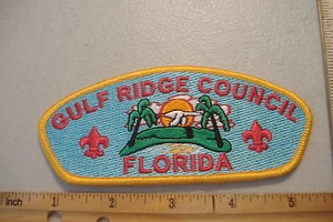 ~GULF RIDGE COUNCIL~FLORIDA~FABRIC BOY SCOUT PATCH~TURQUOISE BACKGROUND~ - Picture 1 of 1