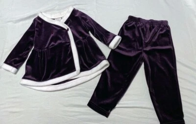 Girls 2-Piece Expressions Purple Velour Outfit Size 24 months - Image 1 of 4