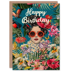 Tropisch Blume Tier Natur Pflanze Fächer Geburtstagskarte - Bild 1 von 6