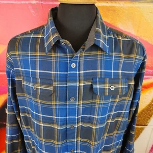 Swiss Tech Shirt Men's XL Blue Plaid Long Sleeve Button Up Collared Pockets - Picture 1 of 11