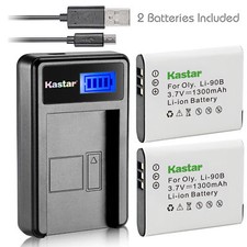 LI-90B Battery & LCD Slim Charger for Olympus Stylus XZ-2, XZ-2 iHS, TG-Tracker