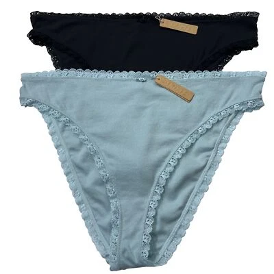 SKIMS Lace Pointelle Cheeky Brief Lot of 2 Sky Onyx Womens 4X - Image 1 of 4