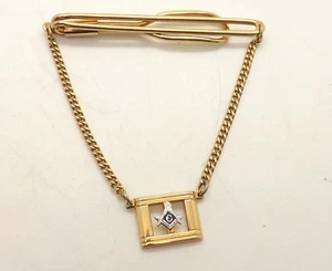 STYLISH VINTAGE GOLD TONE MASONIC TIE CLIP~LARGE COLLECTION FROM 32nd DEGREE~ - Picture 1 of 6