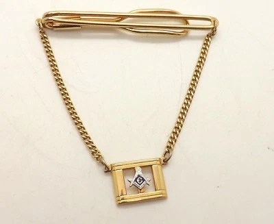 STYLISH VINTAGE GOLD TONE MASONIC TIE CLIP~LARGE COLLECTION FROM 32nd DEGREE~ - Image 1 of 4