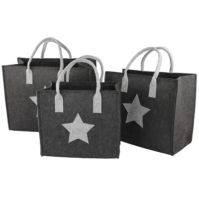 Filztasche Stern Dunkelgrau Einkaufstasche Filz-Tasche Filzkorb Allzwecktasche - Bild 1 von 3