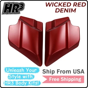 Panel de cubierta lateral de batería apto para Harley Street Glide 2009-2024 Wicked Red Denim - Imagen 1 de 5