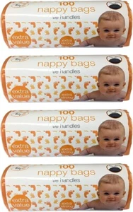 TidyZ Pack of 400 Nappy Bags Thick Strong On A Roll with Tie Handles - Picture 1 of 1