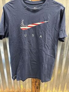 Koszulka Nike flaga USA swoosh logo dri-fit krótki rękaw granatowa rozmiar L