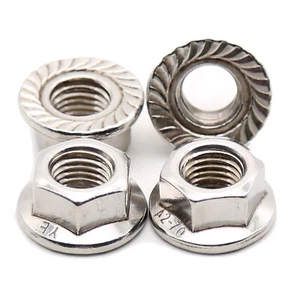 M5 M6 M8 M10 M12 Left Hand Reverse Thread Hex Serrated Flange Nut A2 Stainless - Picture 1 of 4