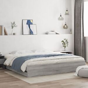 Modern Grey Sonoma Wooden Large Emperor Size Bed Frame Base With 6 Drawers Wood