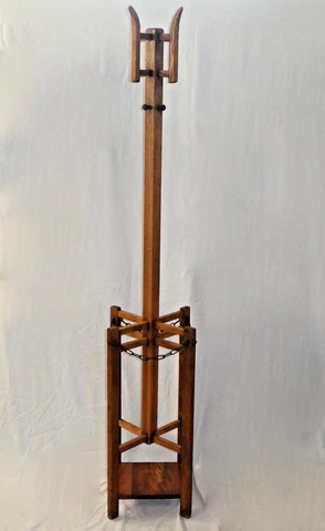 Antique Arts & Crafts OAK HALL TREE & UMBRELLA STAND. 69.5"H x 16.5". 1920 Cover