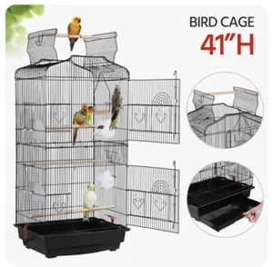 41" Play Open Top Parakeet Bird Cages for Budgies Cockatiels Lovebirds w/Perches - Picture 1 of 5