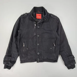 Feraud Mens Bomber Jacket Black Medium Full Zip Cotton - Picture 1 of 10