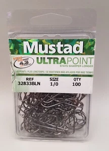 Mustad 32833BLN Jig Hook 2x Strong 90 degree Eye Bend 100pk - Picture 1 of 10