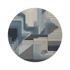 Moderner runder Teppich - Boho Dekor, geometrischer Vorleger, Wohnzimmer Akzent, gemütliches Zuhause - Bild 1 von 5