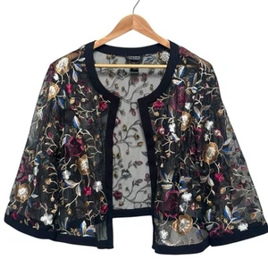Giacca cardigan donna Catherines Black Label trasparente aperta davanti cropped più 2X - Foto 1 di 12