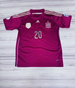 Adidas Spain Word Cup Brasil 2014 Mens #20 Soccer Jersey Large Red Short Sleeve - Picture 1 of 10