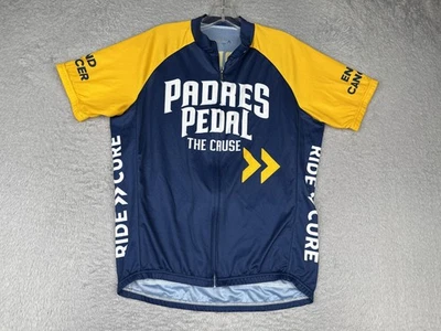 Camiseta masculina grande azul amarela bicicleta Primal Padres Pedal The Cause ciclismo - Imagem 1 de 4
