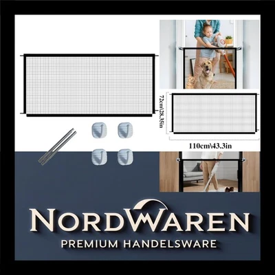 Treppenschutzgitter Hund Katze ohne Bohren, ausziehbar, 110x72cm, Kunststoff - Bild 1 von 4