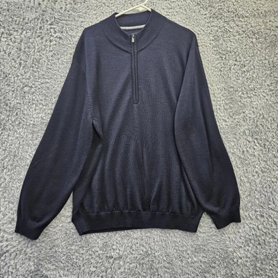 FJ Footjoy Sweater Men XL 1/2 Zip Knit 100% Wool No Flaws Navy Blue XLNT - Image 1 of 4