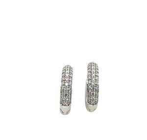 9ct White Gold Natural Diamond Hoop Earrings, Set With 0.50ct - Picture 1 of 5