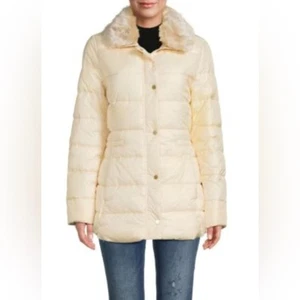 NWT Barbour Jacket Coat Fortmartine Quilt Fur Cream Size 14 - Picture 1 of 10