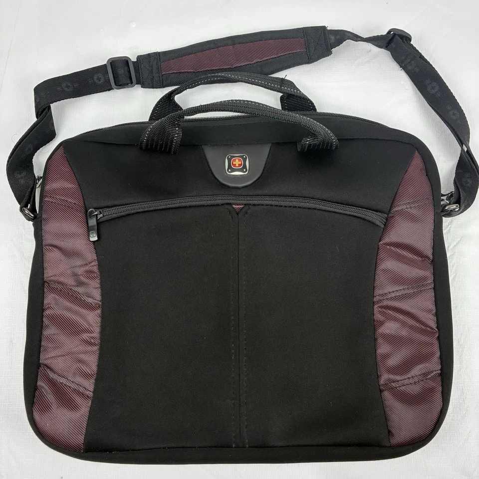 Bolsa para laptop Wenger The Angle preta borgonha estojo para computador com alça de ombro - Imagem 1 de 4