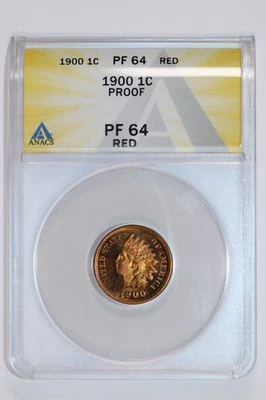 1900 CENTAVO CABEZA INDIA A PRUEBA ANACS PR64 ROJO - ¡PQ! MIRA CAMAFEO Foto 1 de 2