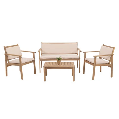B-Ware Garten-Garnitur MCW-O19, Lounge-Set, Holz Akazie 180g/m², Kissen beige - Bild 1 von 4