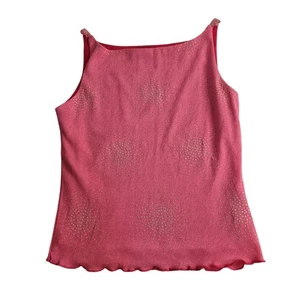 Vintage Y2K Tank Top Size XS Pink Stretch Sparkly Party Going Out Sleeveless EUC - Picture 1 of 8